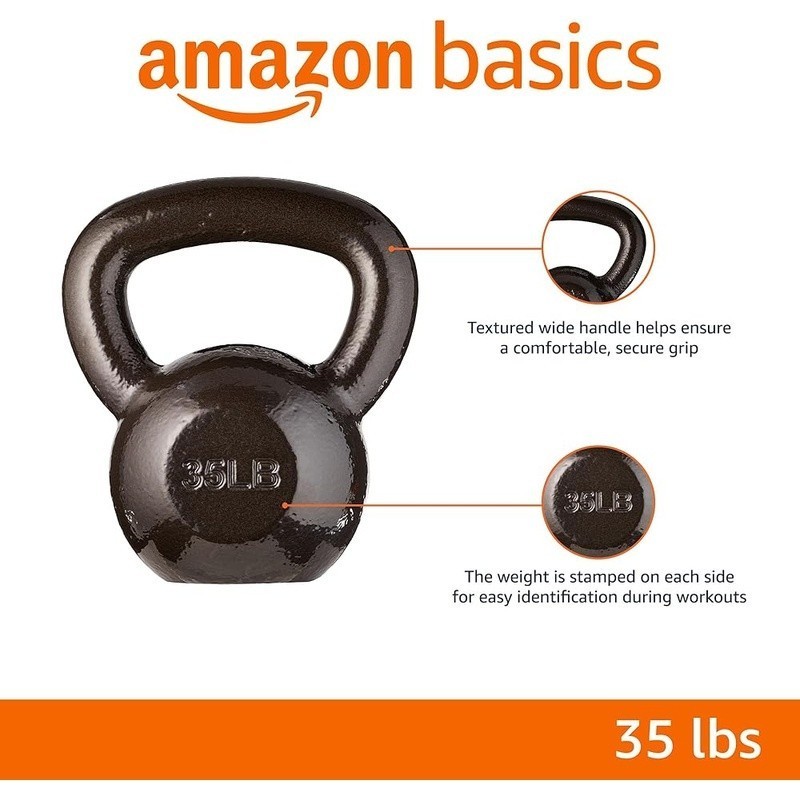 35lb Cast Iron Kettlebell Strength Training Solid Grip Resistance Exercise New