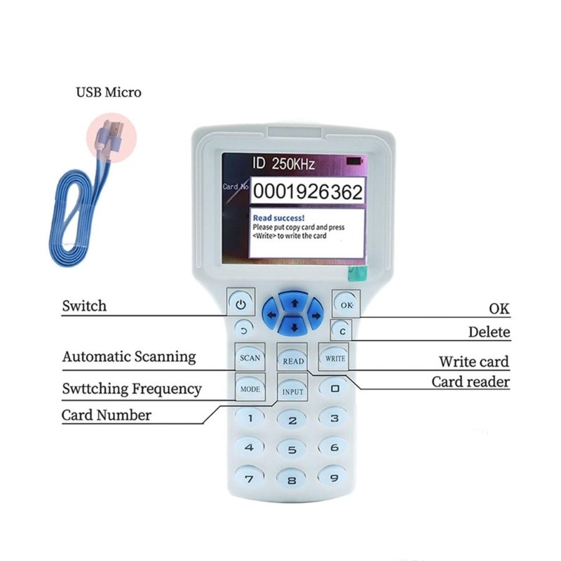 Small Contactless Card Reader Writer Includes LCD Screen And Two Energy Sources