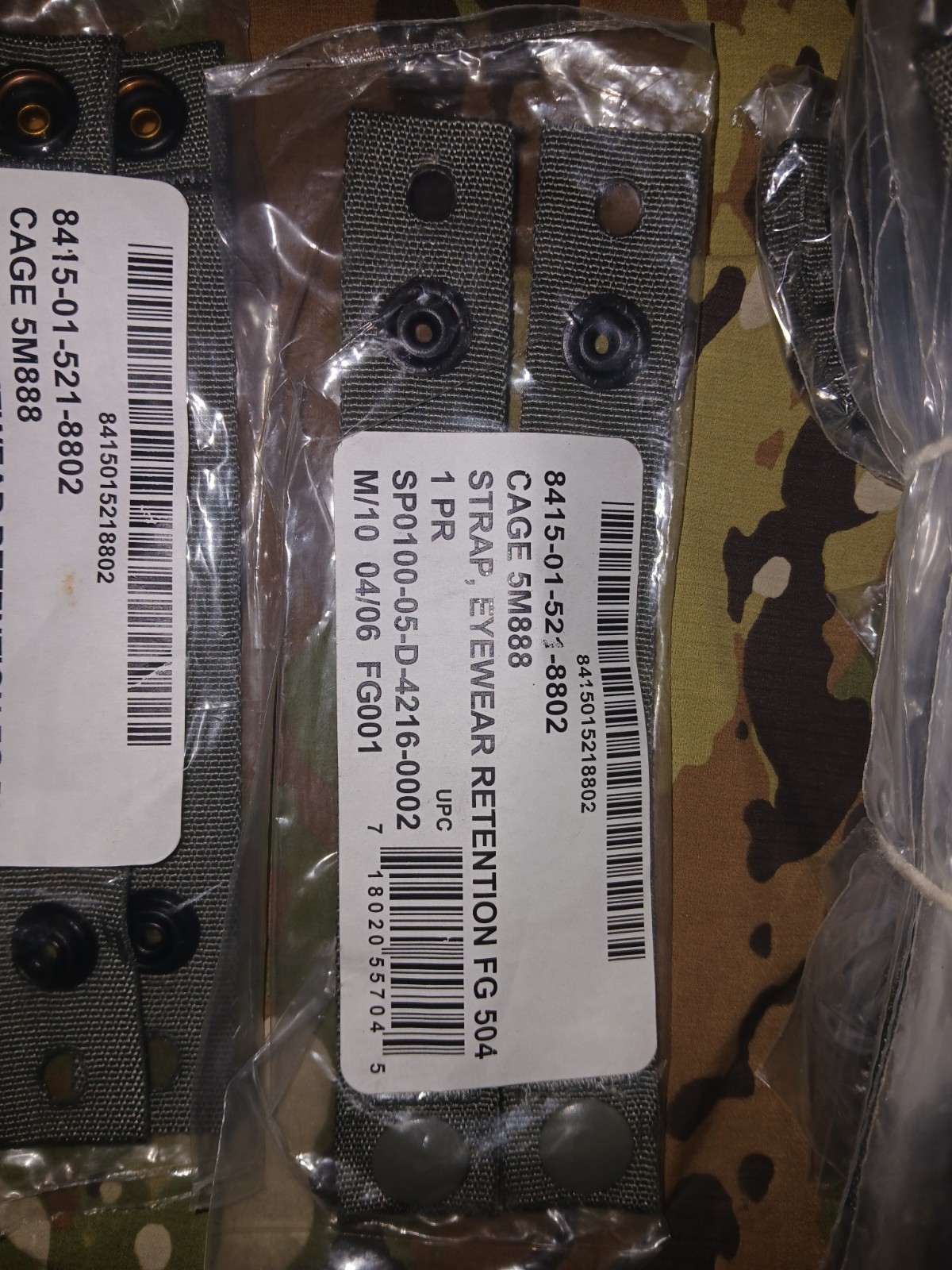 Lot of 12 ACH Eyewear Retention Straps, Foliage Green NSN 8415-01-521-8802 New