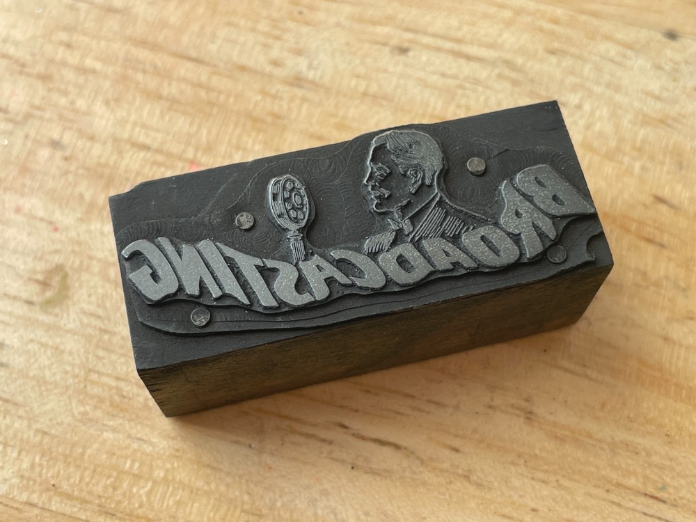 Printing Letterpress Printers Block Broadcasting Man With Microphone (501)