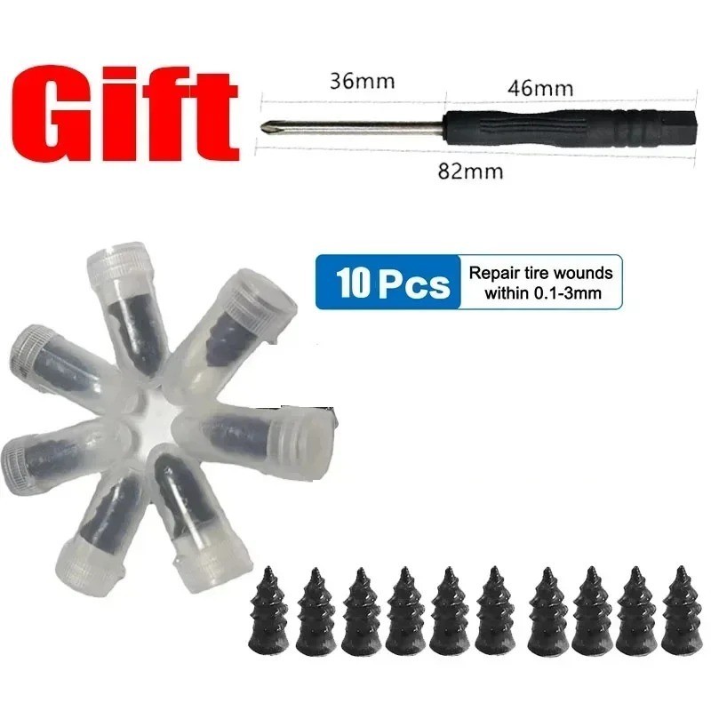 2026 Upgraded 60PCS Screw in Tire Plugs Self Service Tire Plugs Kit with Screwdr