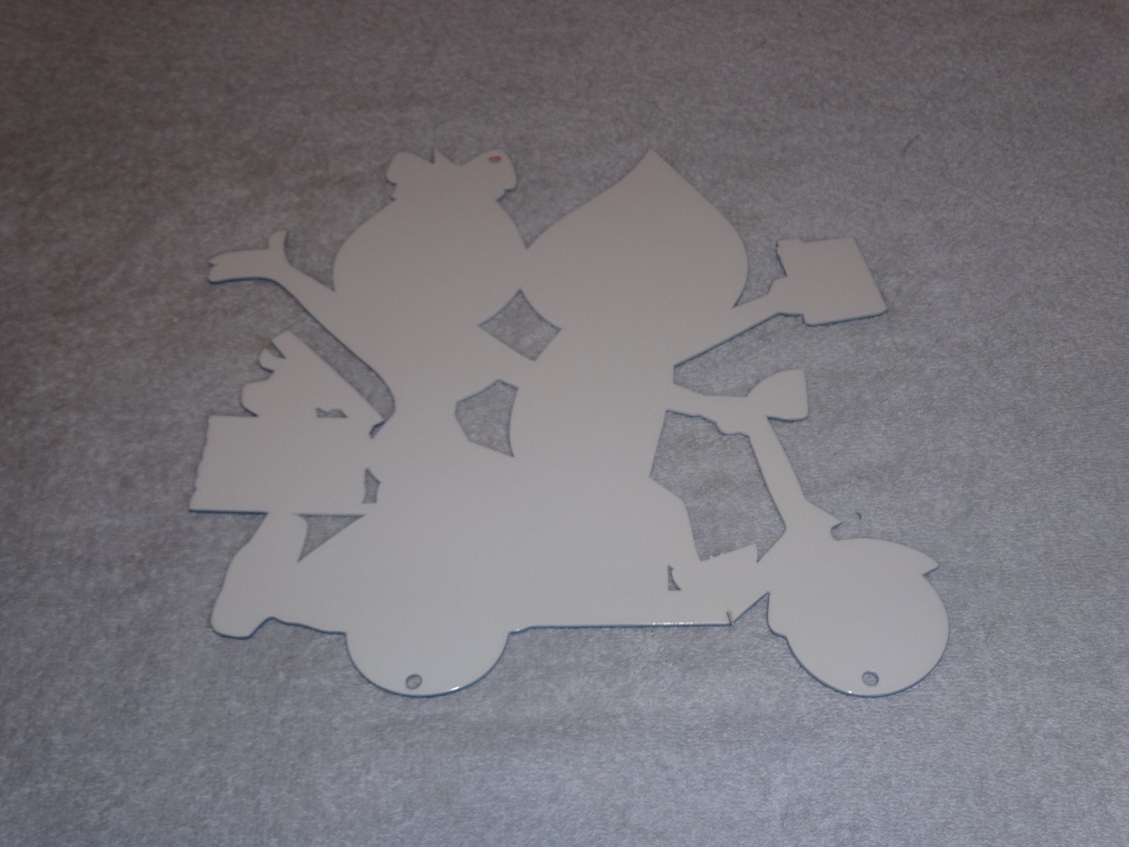 VINTAGE ESSO OIL DROP BOY & GIRL ON VESPA SCOOTER W/ DOG 12" METAL GASOLINE SIGN