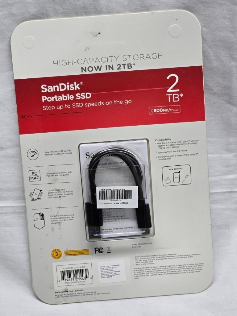 SanDisk SDSSDE30-2T00-ABJS 2TB Portable SSD - Black