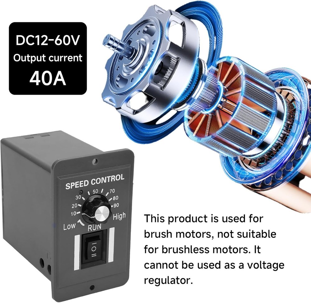 PWM DC 40A Motor Speed Controller 12V 24V 36V 48V Variable Speed Switch Reverse