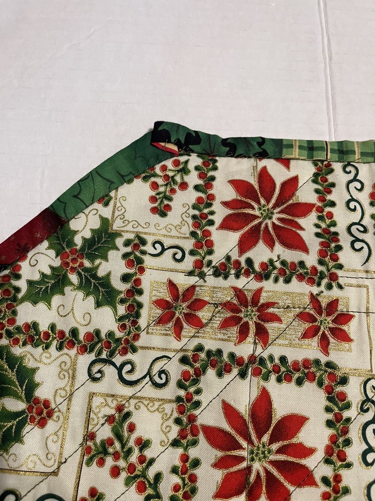 Handmade Patchwork Christmas Table Runner Red Green 38” X 14”