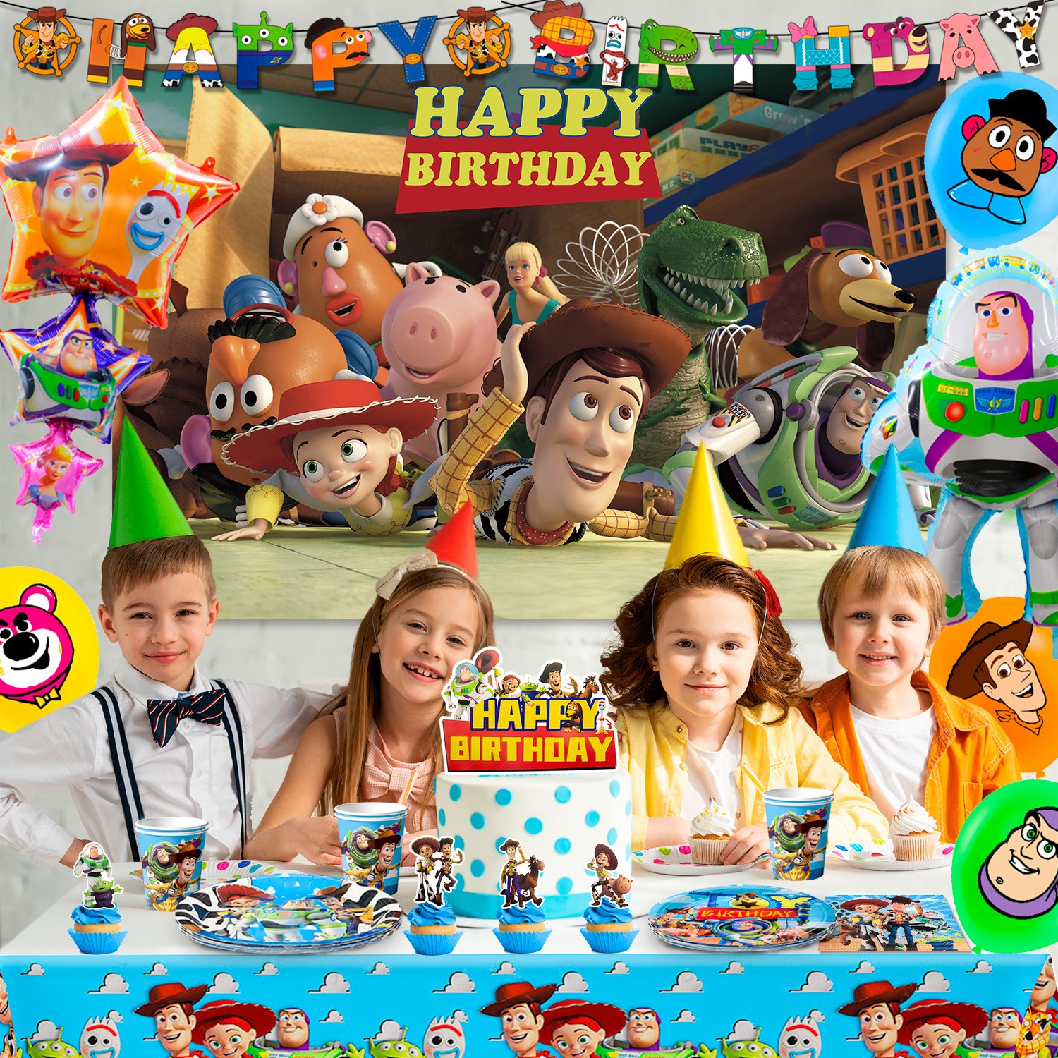 114 Pcs Toy Story Party Decorations Toy Story Birthday Tableware Balloons Plates