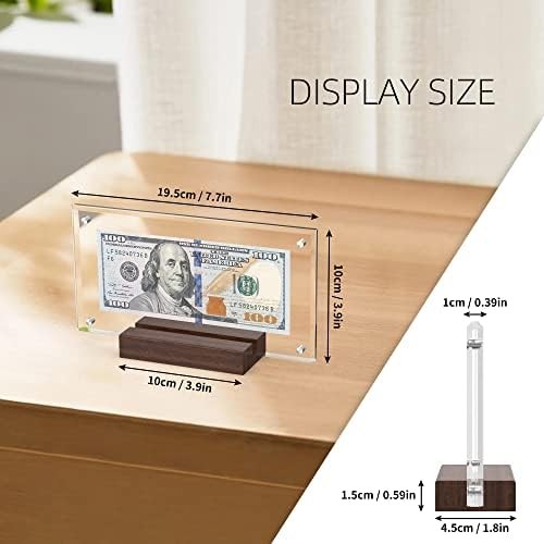 Dollar Bill Frame Acrylic Currency Display Black Walnut Base 2 Pack