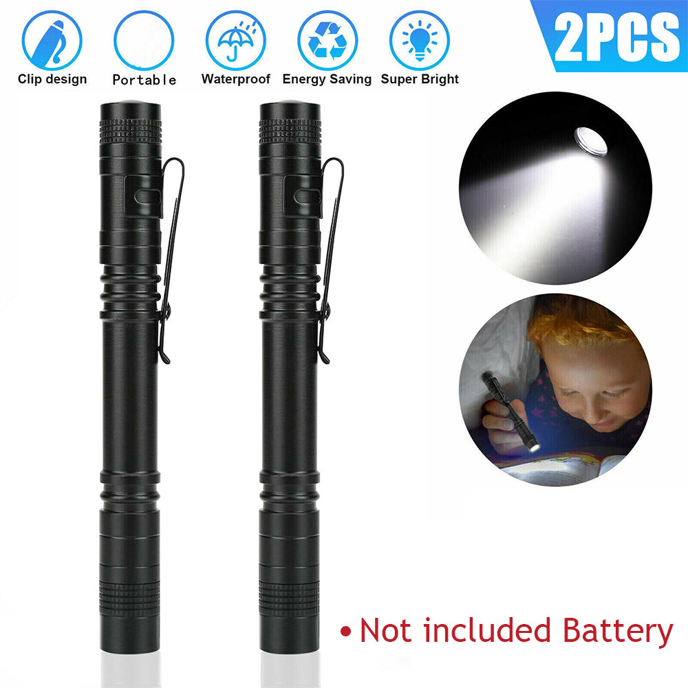 2x Mini Super Bright Small LED Torch Tiny Pen Light Camping Tactical Flashlight