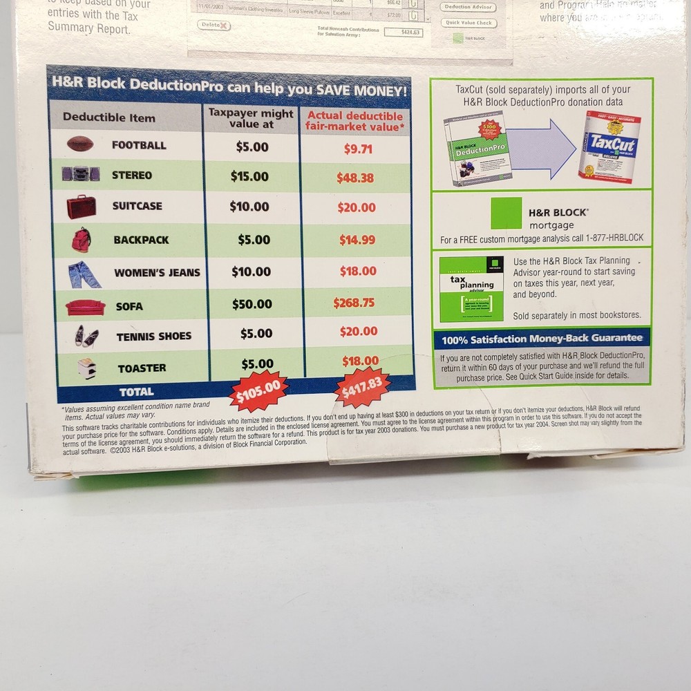 Vintage H&R Block Deduction Pro PC 2003 Software Program New