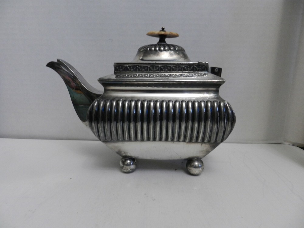 CC-bx SILVERPLATE ANTIQUE TEAPOT, SQUARED, MISSING HANDLE - DANIEL & ARTER