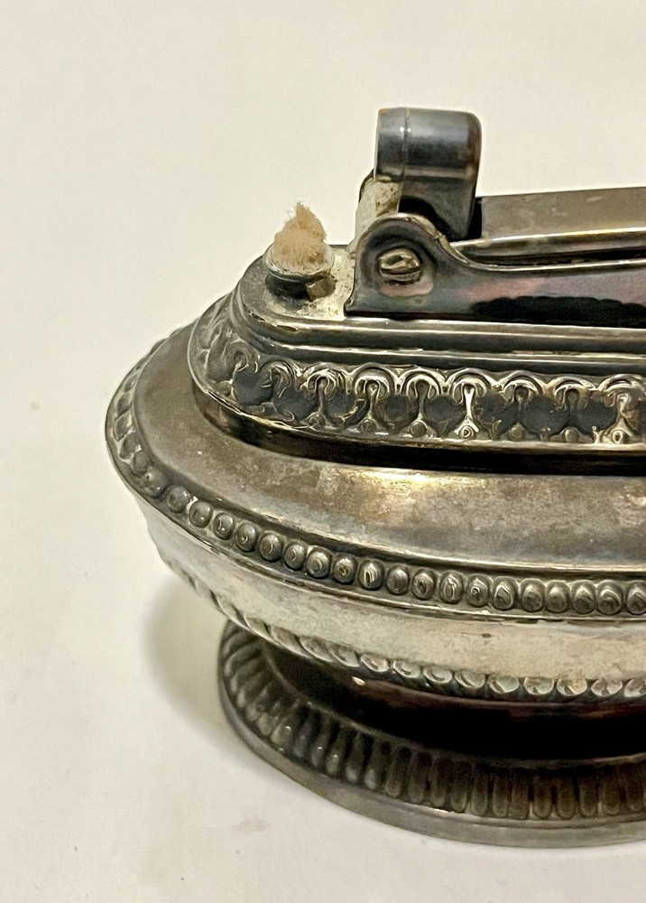 Vintage 40’s Ronson Queen Anne Silver Plate Table Lighter Statement Piece EUC