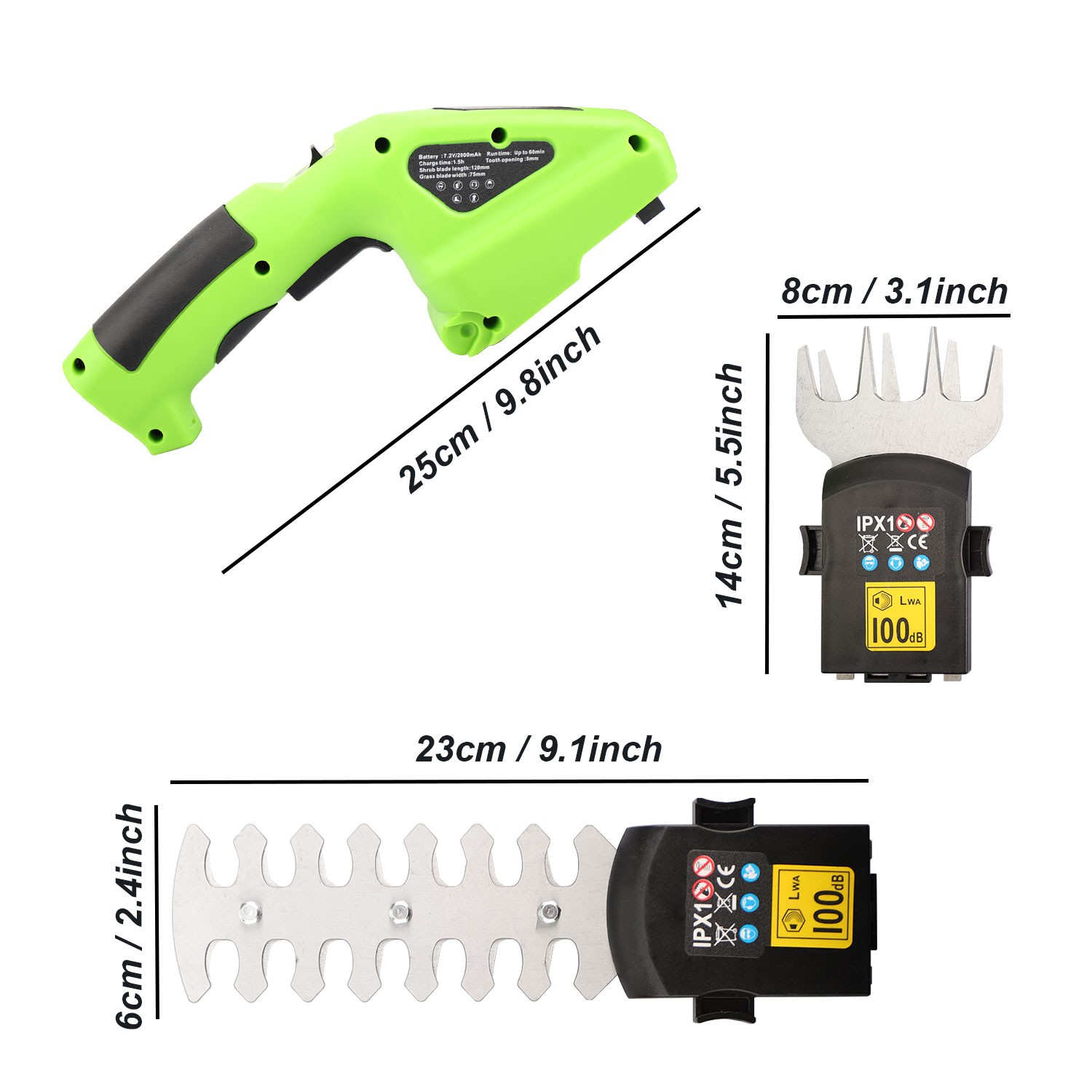 2 in 1 Cordless Grass Shear & Shrubbery Trimmer Handheld Electric Hedge Trimmer