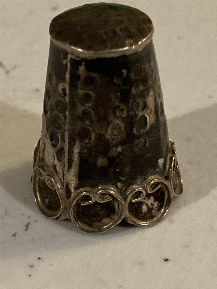 antique silver thimble for sewing