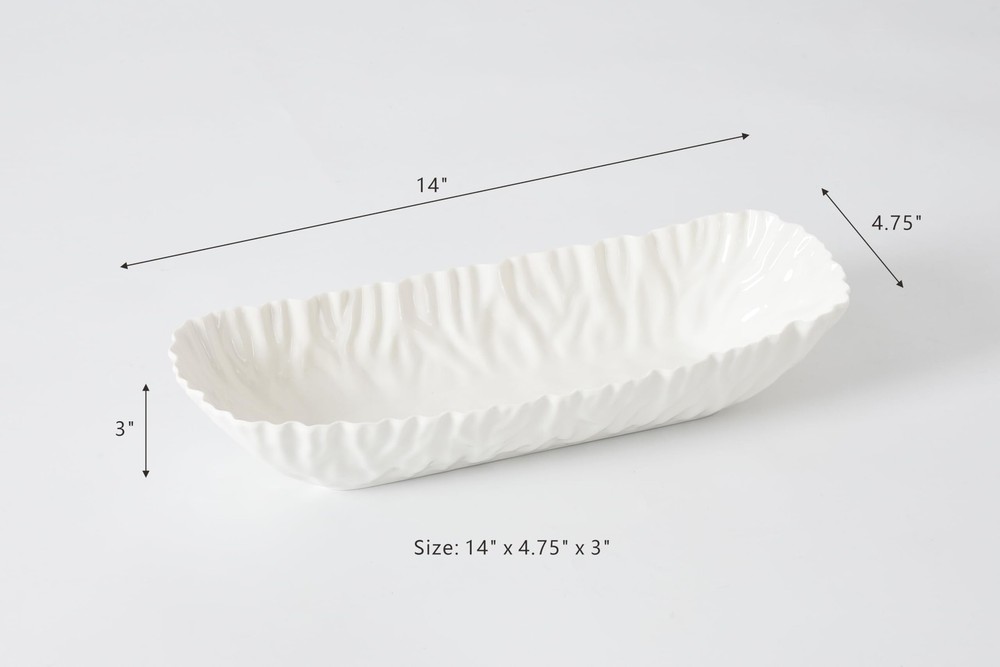 Pampa Bay Mascali Bianca Deep Rectangular Server, 14" x 4.75" x 3" Tall