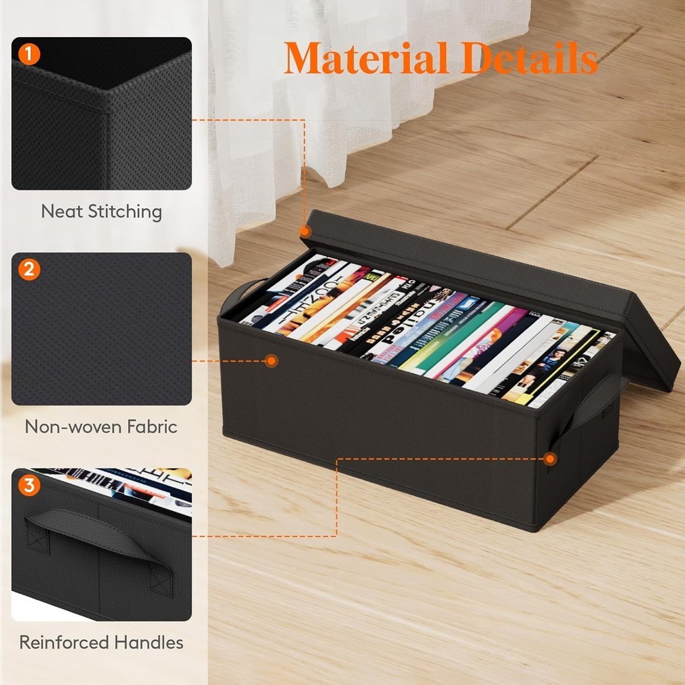 DVD Storage Box Organizer 4 Pack Stackable Foldable DVD Cases Holder