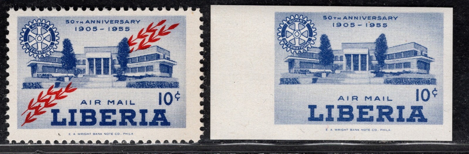 Centsational- EFO Liberia SN C97 MNH OG - Normal Stamp & Imperf Changeling