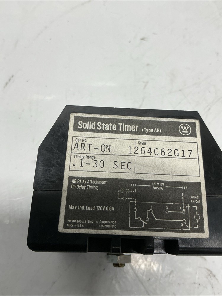 WESTINGHOUSE ART-ON SOLID STATE TIMER 1-30 SEC. RANGE 1264C62G17. W-550