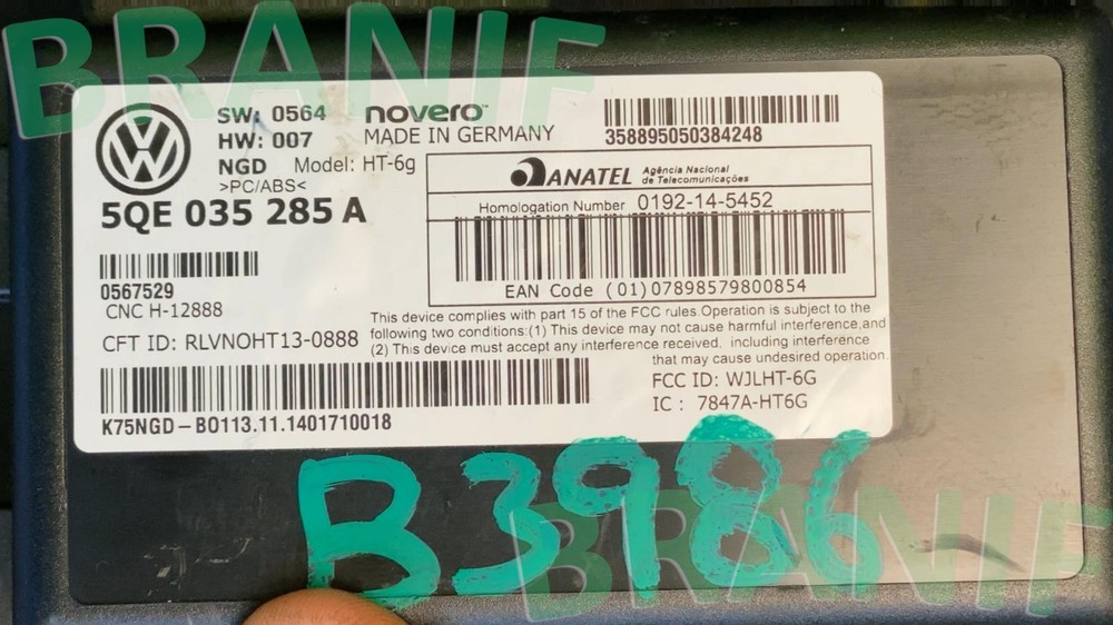 VOLKSWAGEN GOLF GTI Communication Control Module unit 5QE035285A