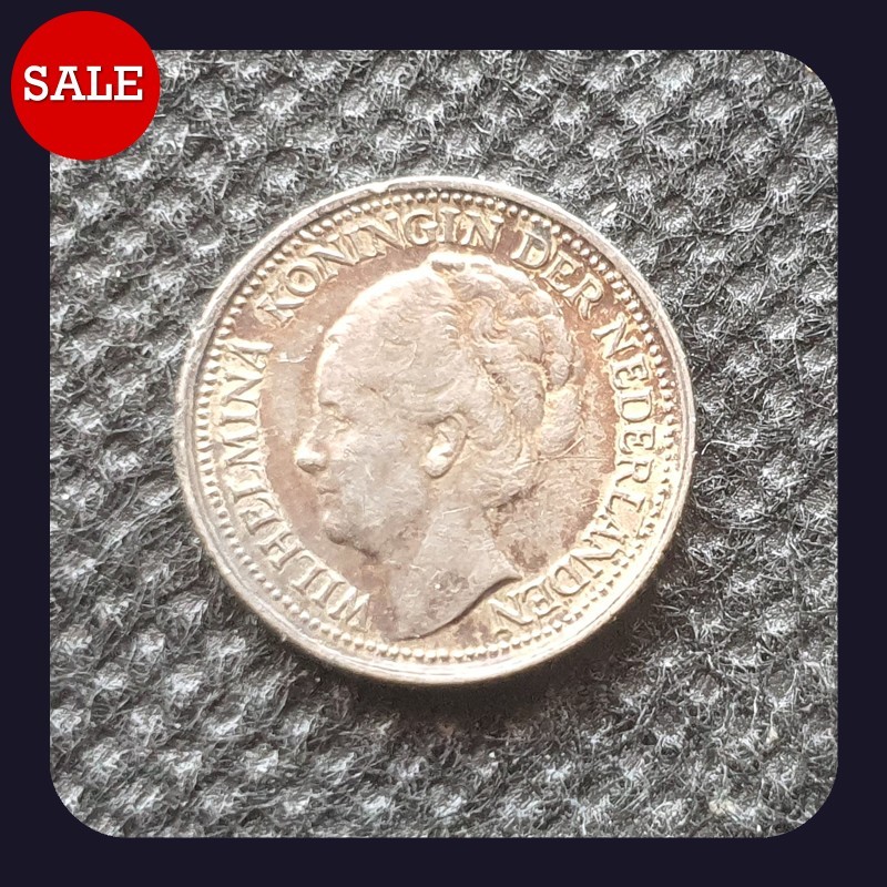 1938 Netherlands Silver 10 Cents Coin
