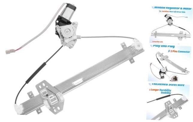 Rear Left Driver Side Power Window Regulator with Motor Compatible with Honda