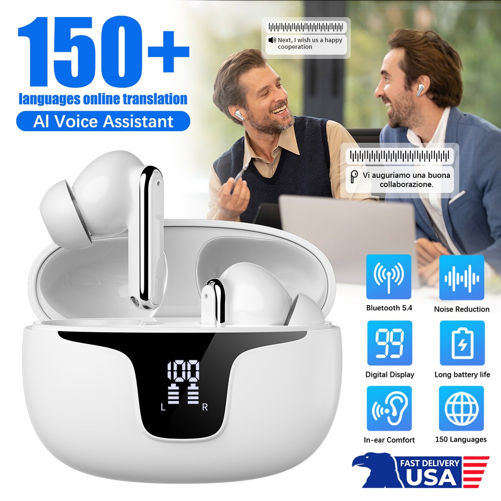 150+ Languages Two-Way Translator Earbuds Wireless Bluetooth Headset Headphone !