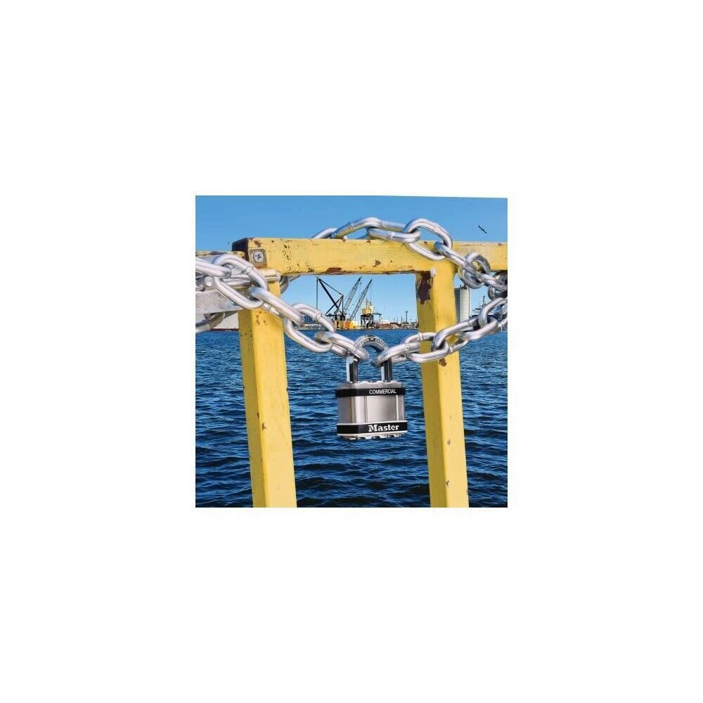 Master Lock M1STS Padlock, Keyed Different, Long Shackle, Square Stainless