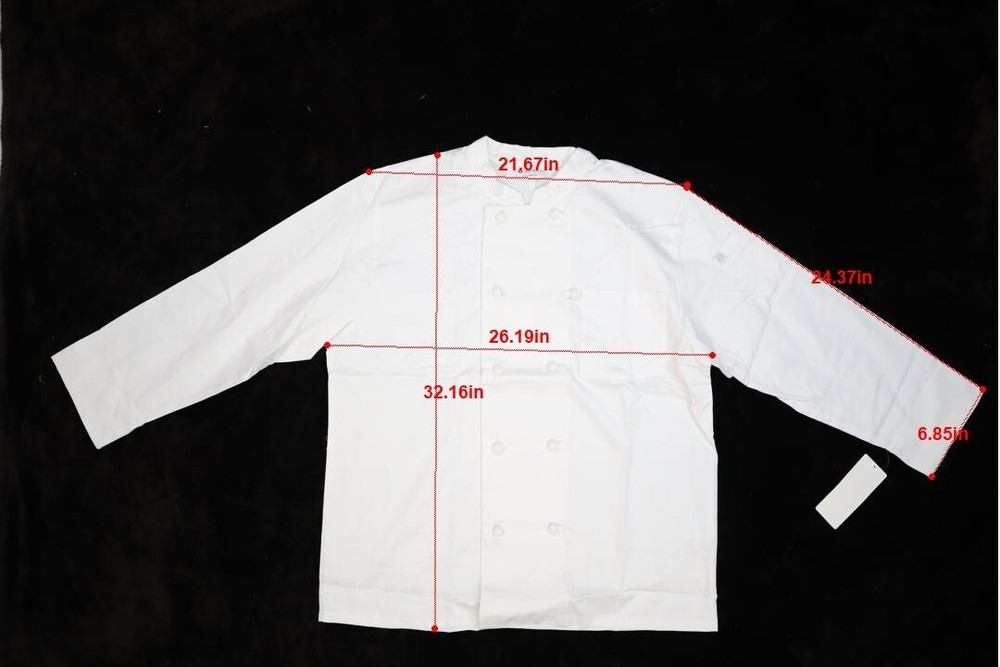 Chef Works Bordeaux Basic Chef Coat Jacket Button Down White Unisex XL