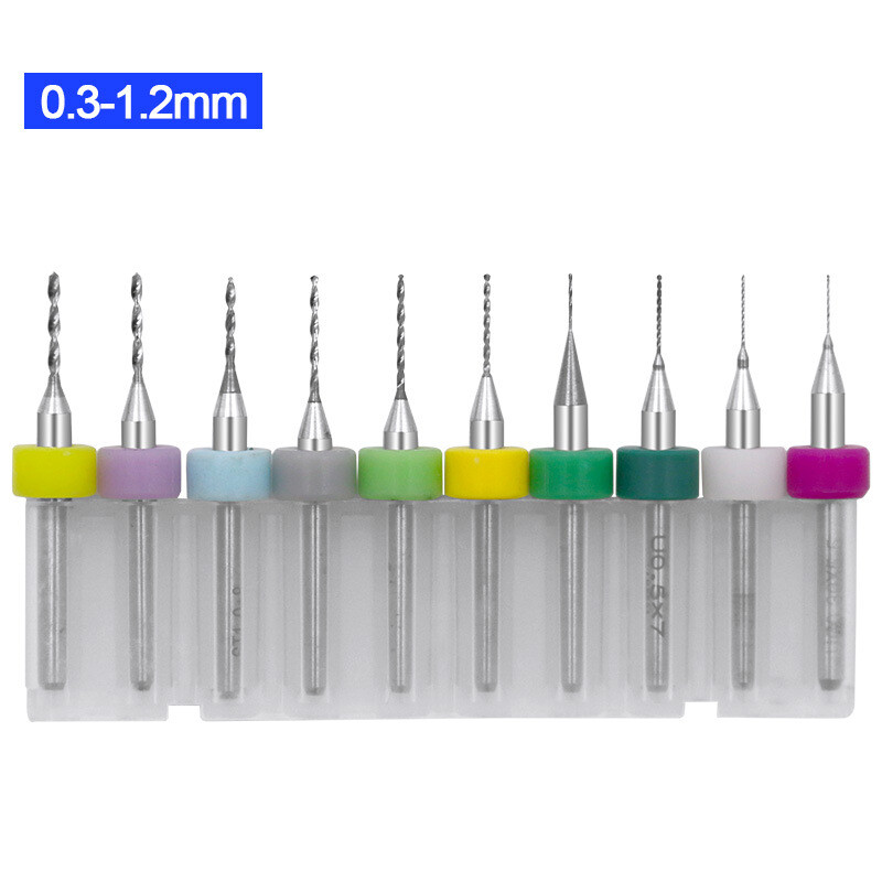 10Pcs 0.3-1.2mm PCB Print Circuit Board Carbide Micro Twist Drill Bits Set Tools