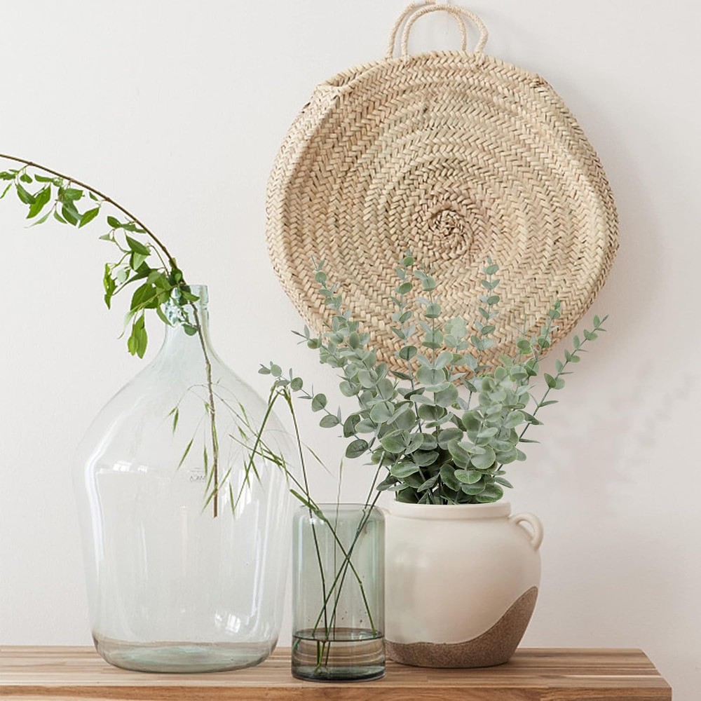 18pcs Eucalyptus Stems Artificial Leaves 18pcs, Green