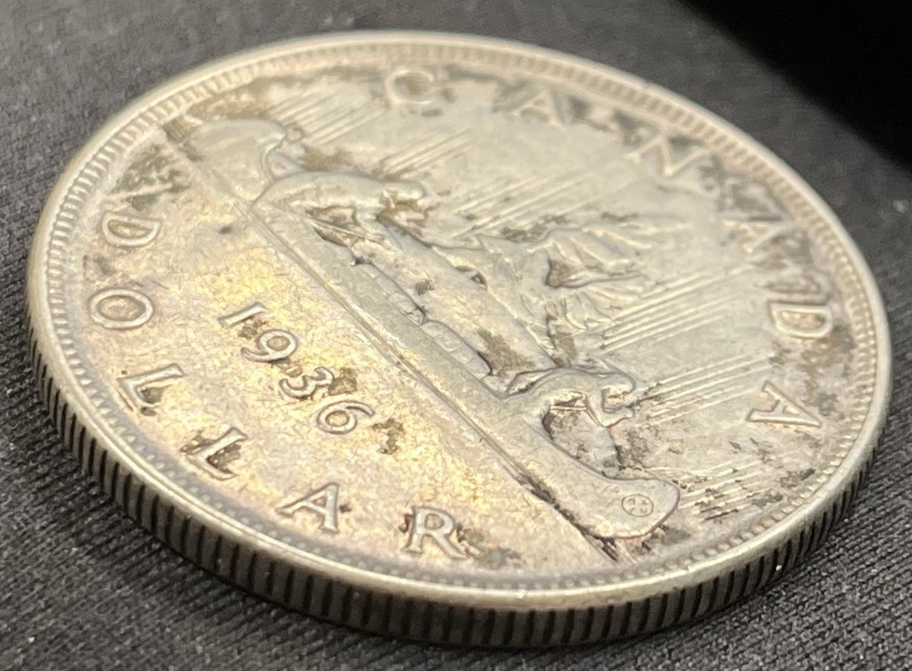 Cleaned 1936 Canada Silver Dollar