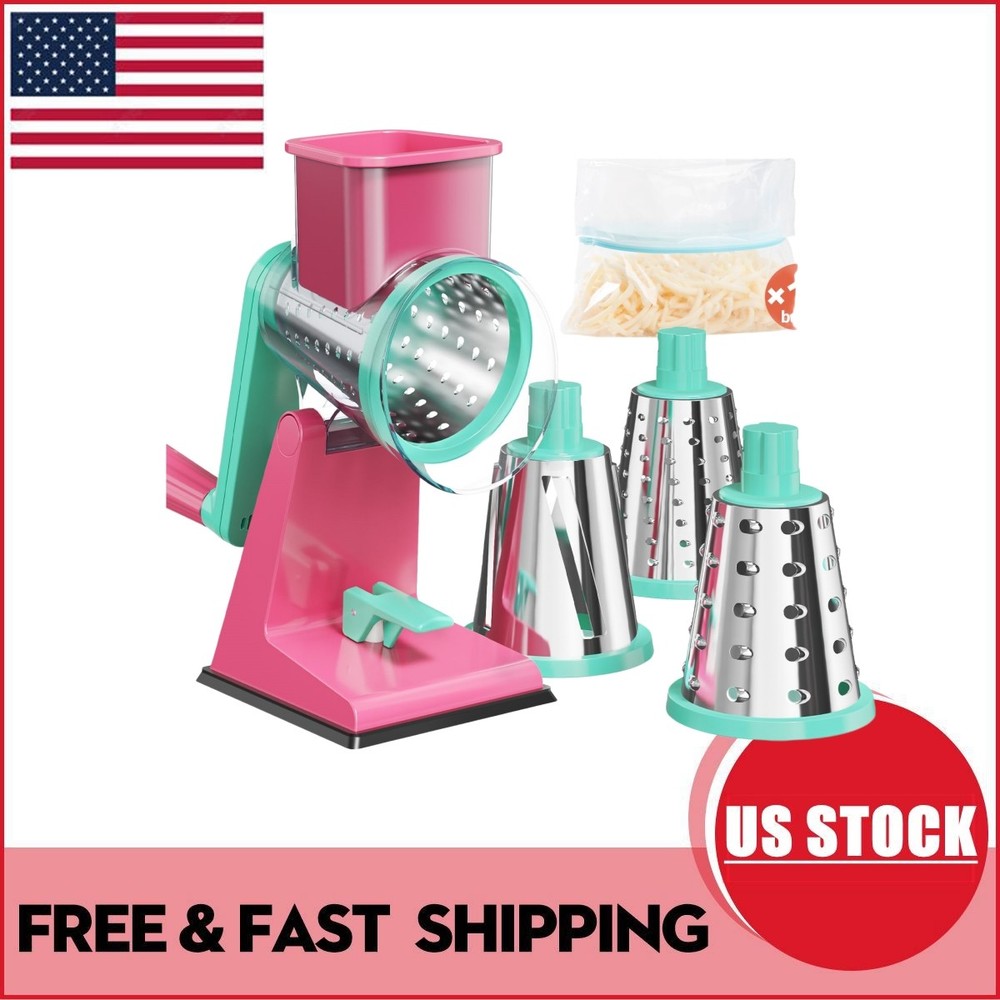 Rotary Vegetable Slicer 3 Drums Cheese Grater Multi Function Kitchen Tool