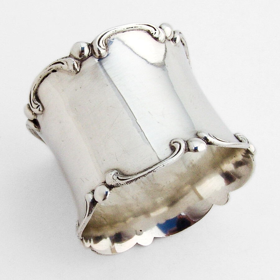 Scroll Border Napkin Ring Gorham Sterling Silver Mono AEM