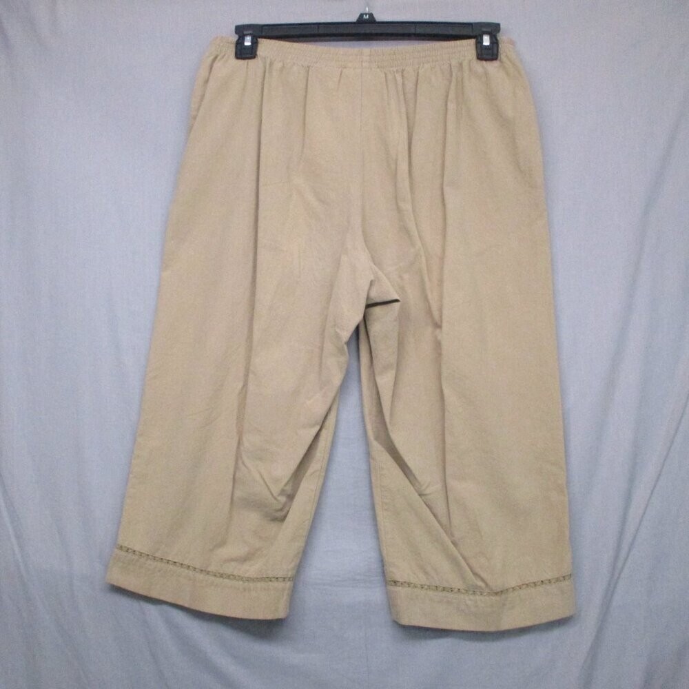 Alfred Dunner Gaucho Capri Pants 100% Cotton Beige Women Size | 12P
