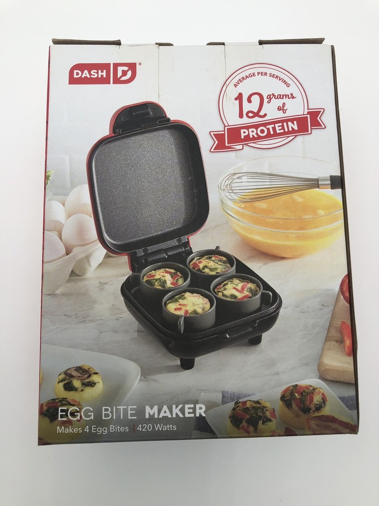 DASH Egg Bite Maker Fast Heating w/ 4 Silicone Molds & Recipe Guide NEW!