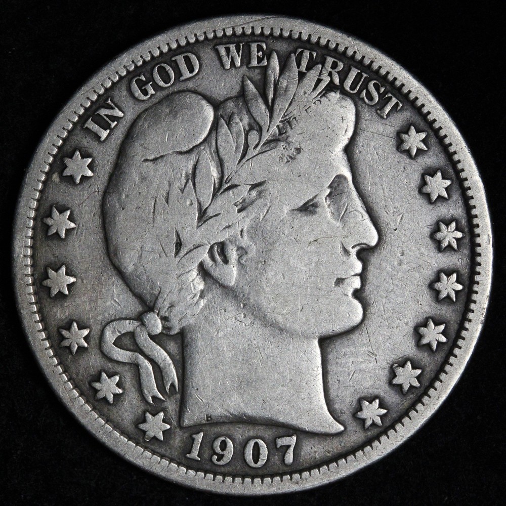 1907-S Barber Silver Half Dollar FINE++/VF E323 SSEM