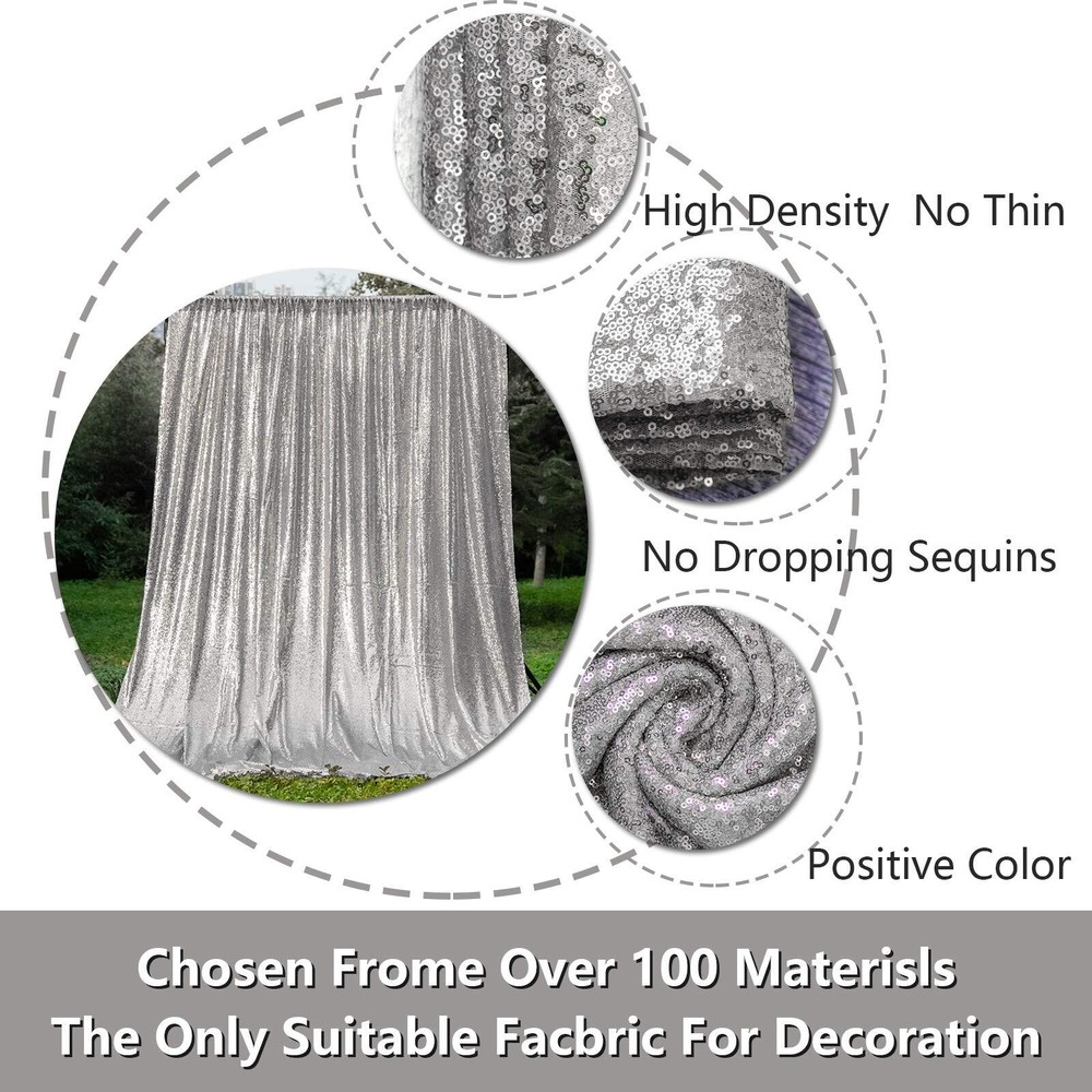 Silver Sequin Photography Backdrop Curtains 2FTx8FT 2 Sequin Backdrop Curtain...