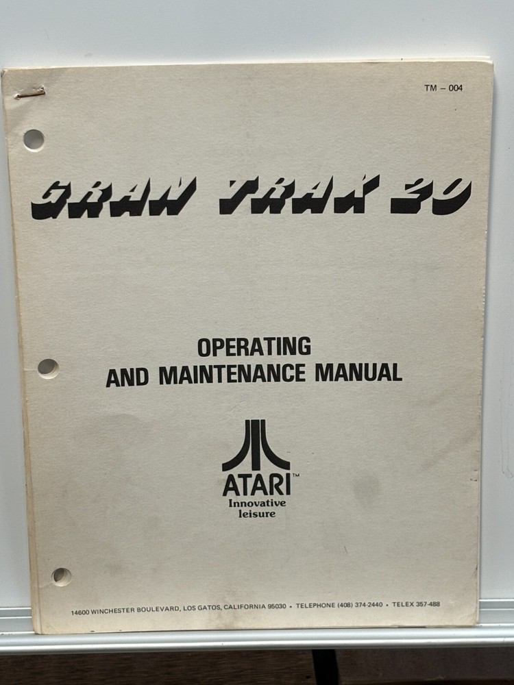 ORIGINAL-ATARI-GRAND TRAX 20-OPERATING AND MAINTENANCE MANUAL