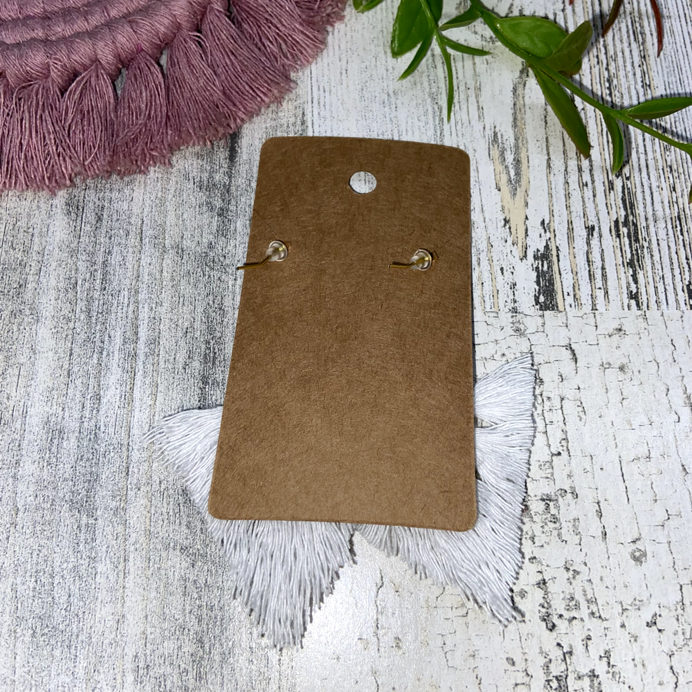 Handmade Boho Macrame Dangle Earrings White