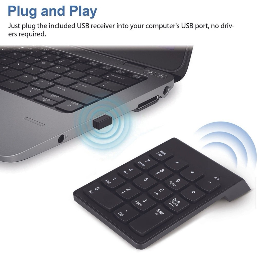 Wireless Numeric Keypad & Mouse Combo – 2.4GHz, USB, Black
