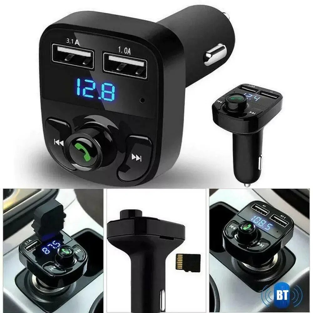 Bluetooth 5.0 Car Wireless FM Transmitter Adapter AUX Hands-Free 2USB PD Charger