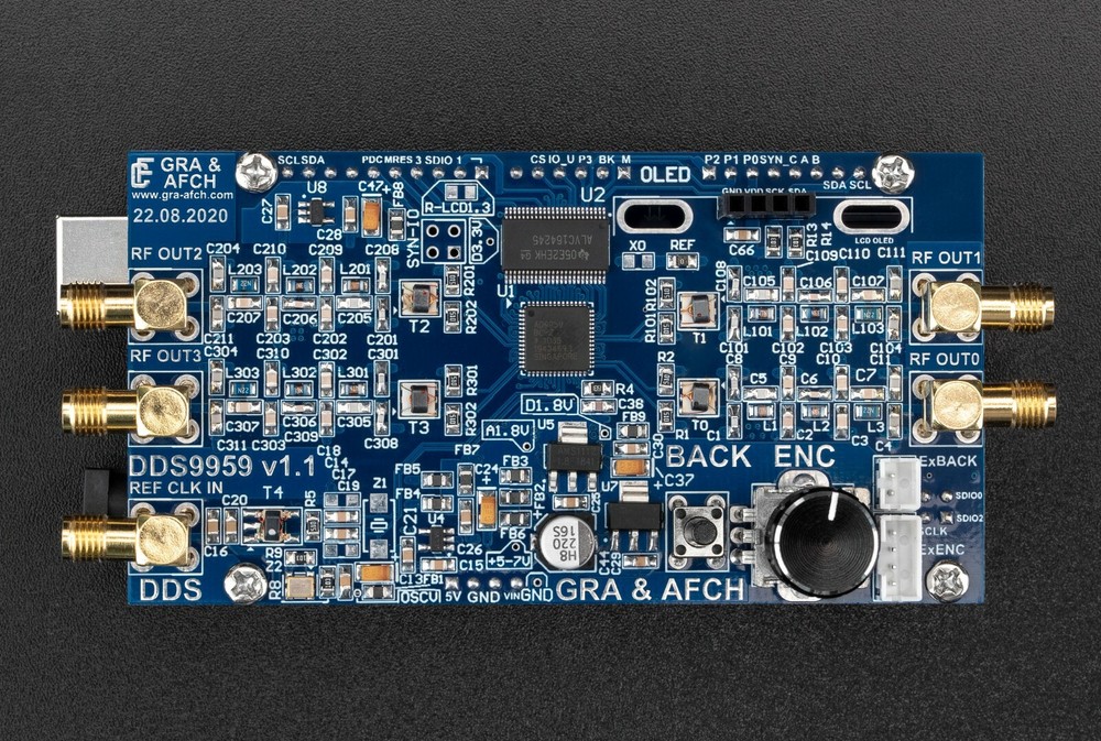 DDS AD9959 Shield RF Signal Generator 4 Sync Channels 225MHz @600MHz NO ARDUINO