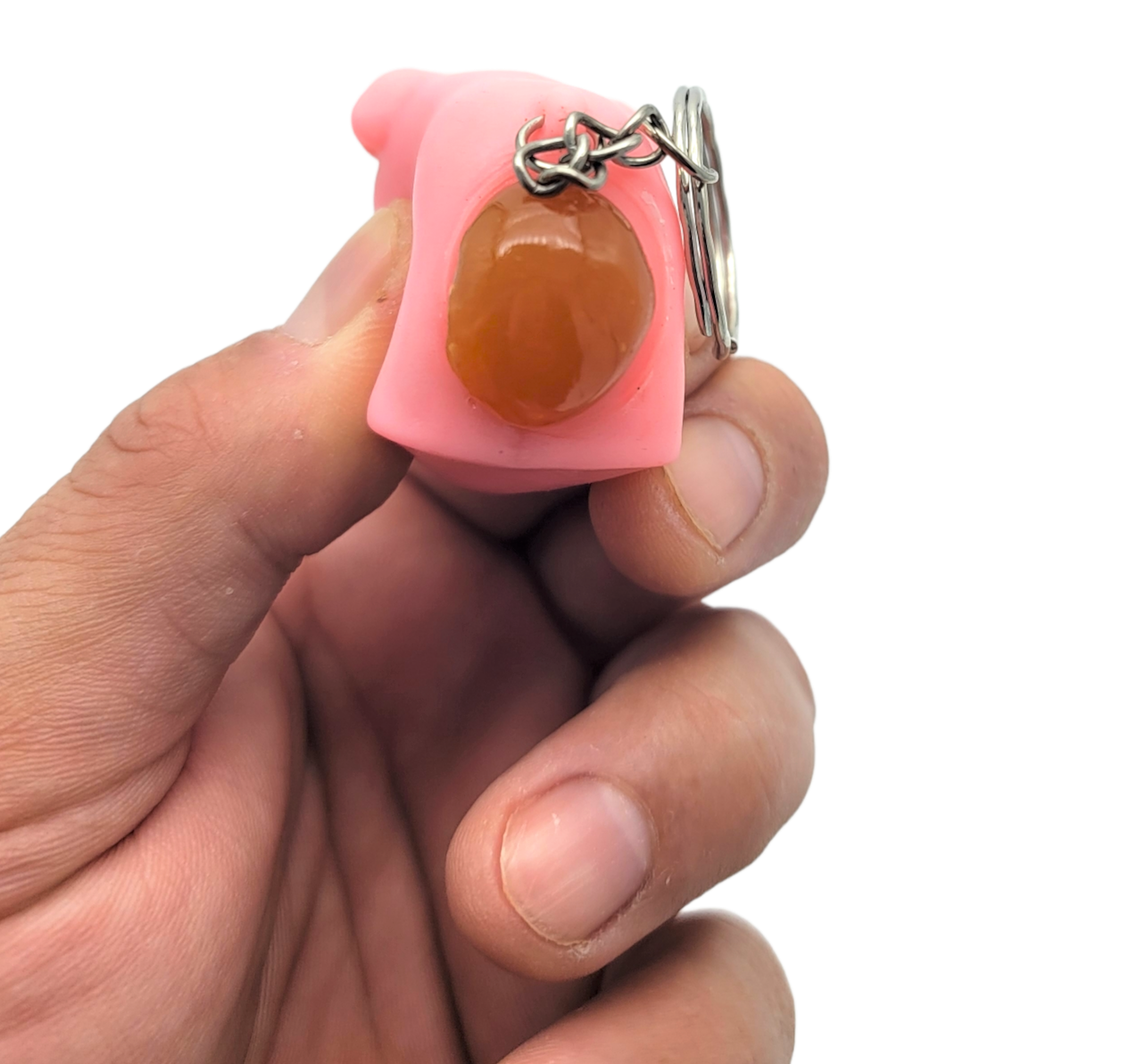 2 Pack - Naughty Squeeze Pooping Pink Pig Keychains (2") Animals Poop TURD