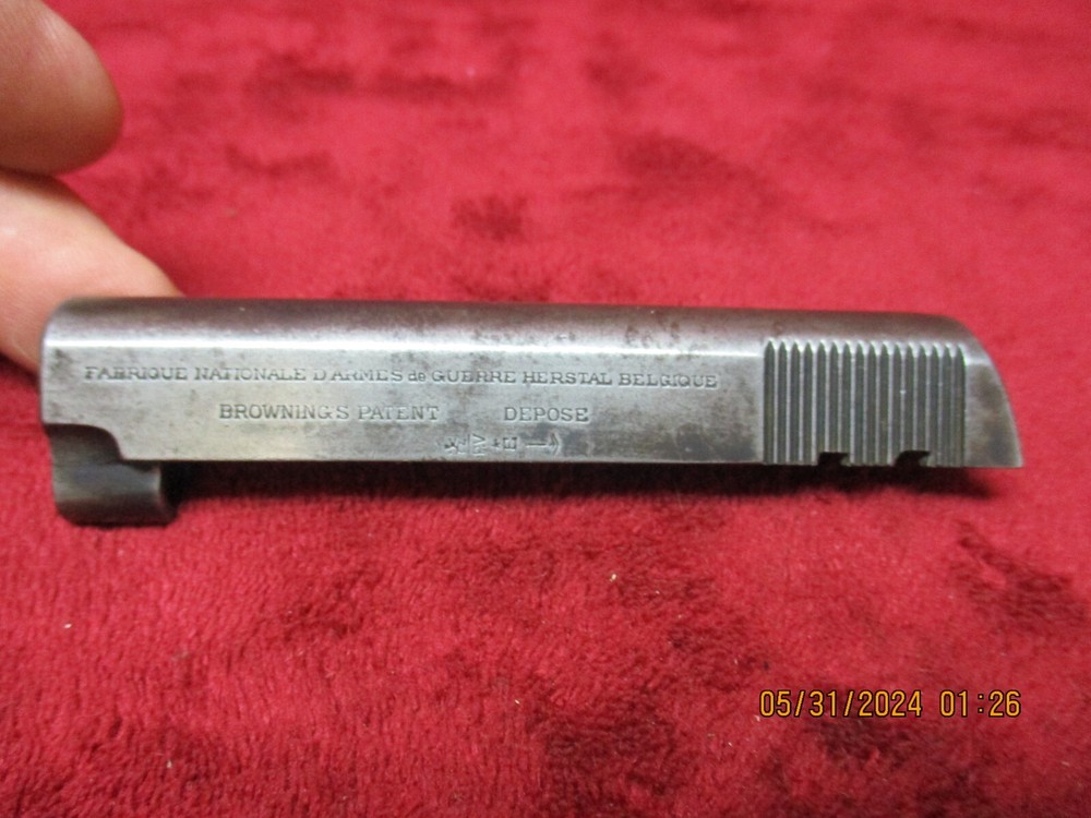 FN Model 1905/06, 3rd Variation, 25acp,,, PART:  Slide w/extractor