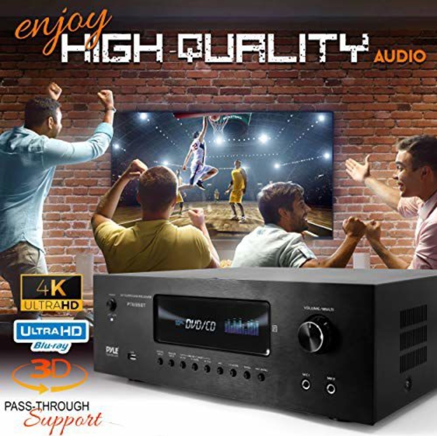Pyle PT696BT 5.2-Channel Wireless Home Theater Receiver Bluetooth Audio Video