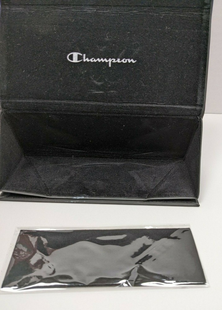 EMPTY Authentic Black Champion Triangular Glasses Sunglasses Case Lens Cloth EUC