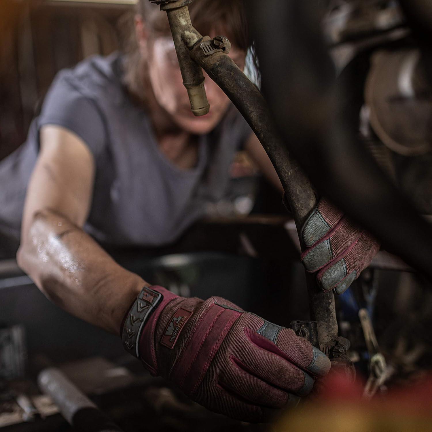 Wells Lamont Women's HydraHyde Water-Resistant Leather Palm Hybrid Work Gloves