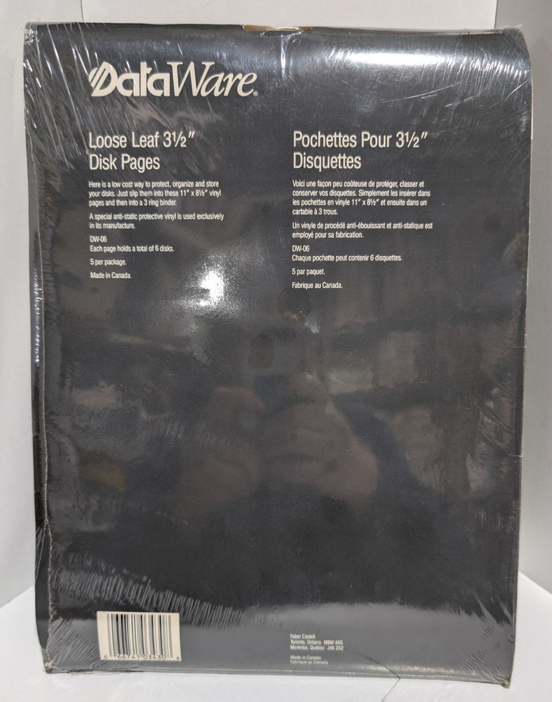DataWare 3-1/2" Floppy Disk / Diskette Vintage Binder Pages - 5 PACK - New