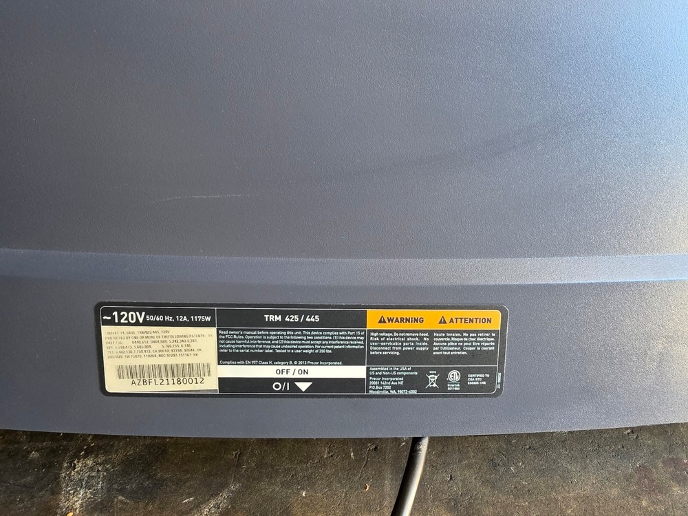 Precor Precision Treadmill 40 Series Console TRM 445 Low Hours 1 Year War
