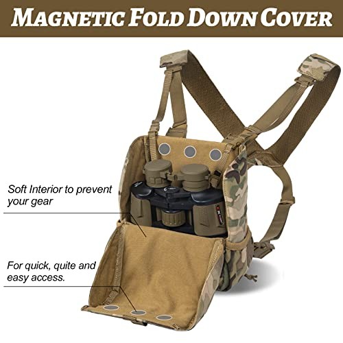 Binocular Harness, Adjustable Binocular Harness Chest Pack with Large Camo