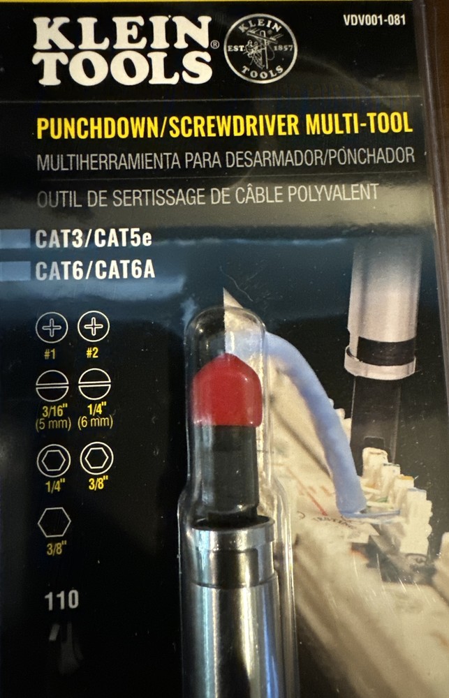 Klein Tools VDV001-081 Punchdown Screwdriver Multi-Tool - CAT3, 5e, 6, 6A